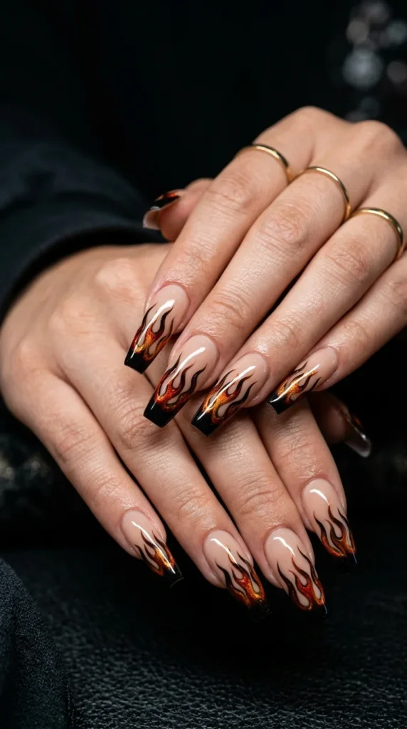 14. Flame Black French Tips.webp