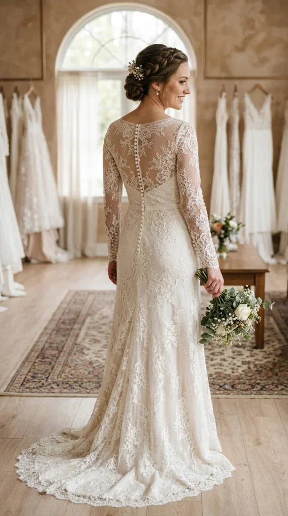 14. Lace Button Back Modest Dress.webp