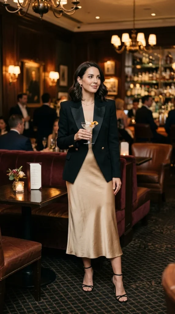 14. Satin Slip Dress with a Blazer.webp