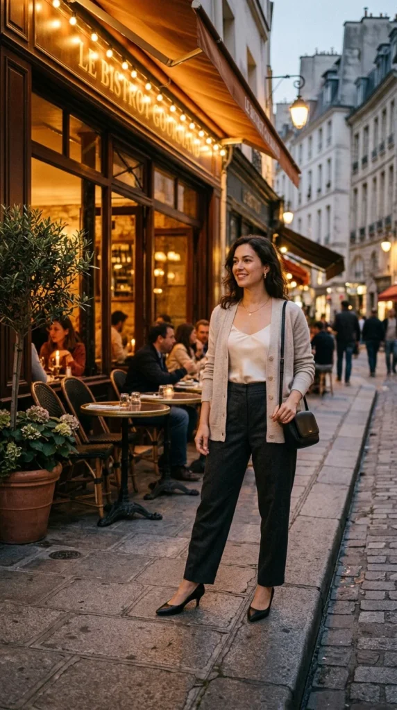 15. Cardigan Over a Cami with Relaxed Trousers.webp