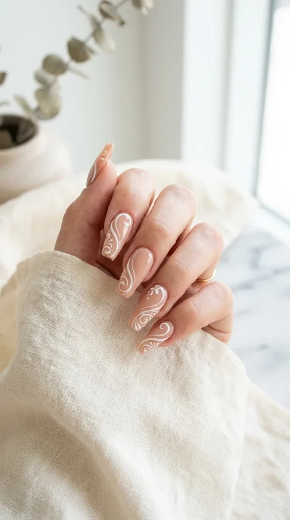 15. Simple White Swirl Nail Art.webp