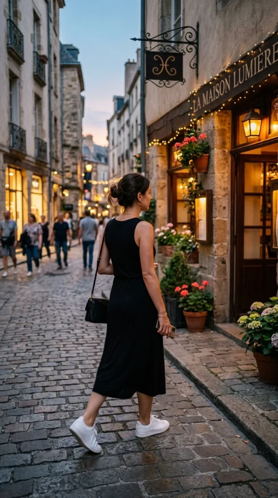 16. Black Midi Dress with White Sneakers.webp