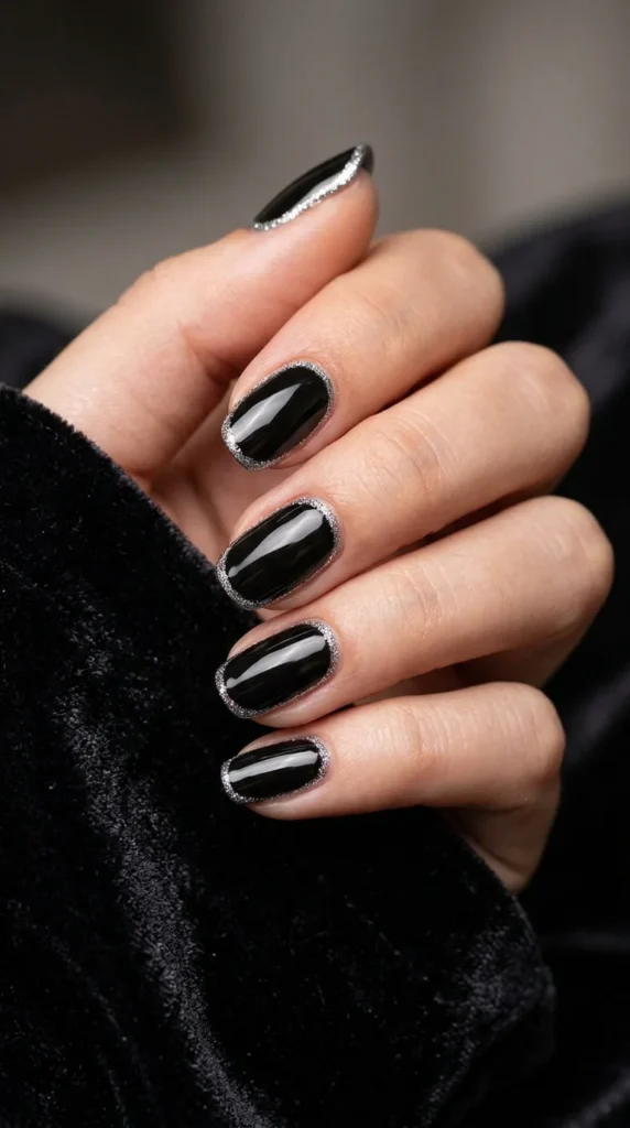 17. Black Glitter Outline Nail Art.webp