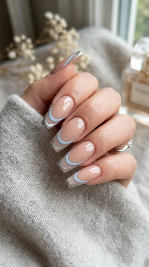 19. Colorful Double-Line French Nails.webp