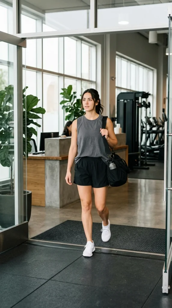 2. Relaxed Training Shorts with an Oversized Tank.webp