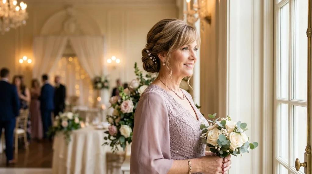 20 Gorgeous Mother of the Bride Hairstyles with Bangs for Softer, Face-Framing Beauty.webp