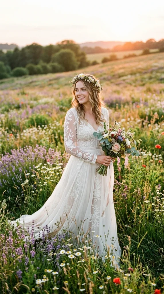 20. Boho Long Sleeve Lace Wedding Dress.webp