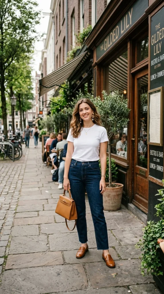 20. Classic Tee with Dark Jeans and Statement Earrings.webp