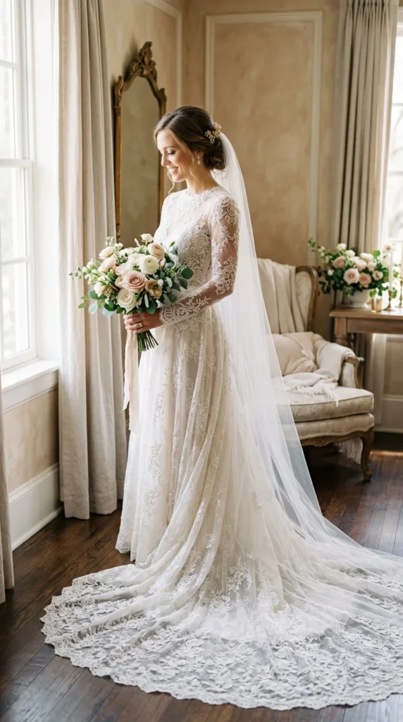 3. Chantilly Lace Long Sleeve Wedding Dress.webp
