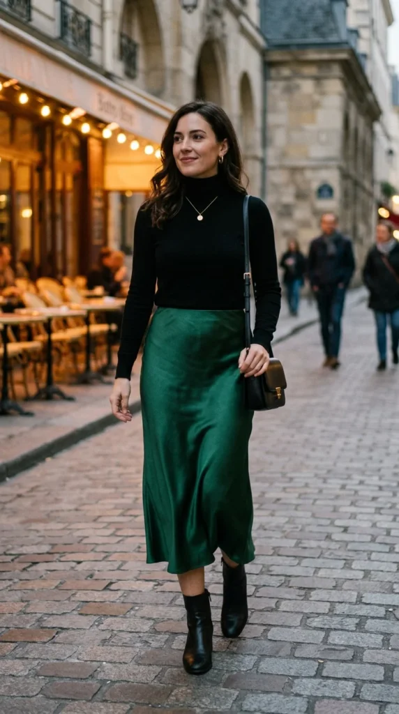 6. Black Turtleneck and Satin Midi Skirt.webp