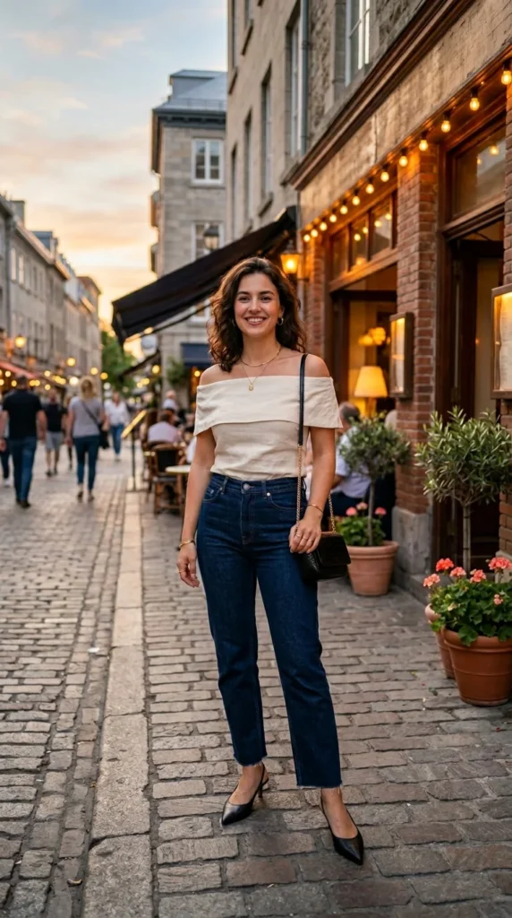 6. Off-the-Shoulder Top with Dark Denim.webp