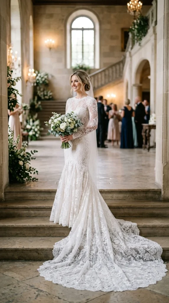 7. Mermaid Long Sleeve Lace Wedding Dress.webp