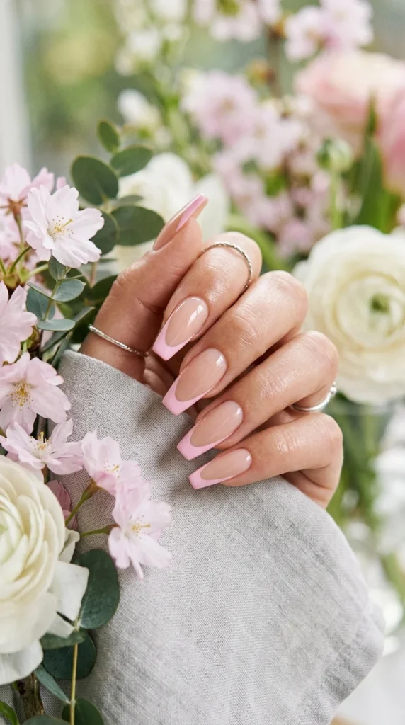 7. Pastel Pink French Coffin Nails.webp