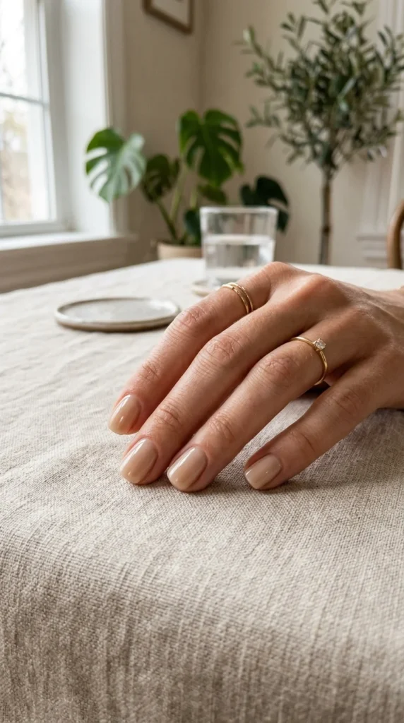 7. Sheer Beige Acrylic Nails.webp