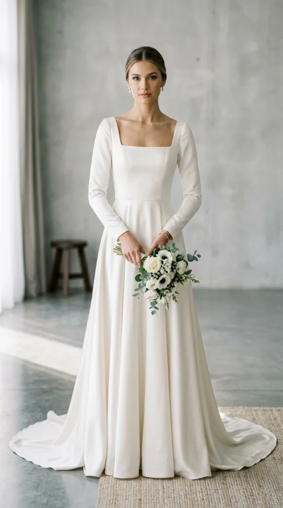 7. Square Neck Structured Sleeve Dress.webp