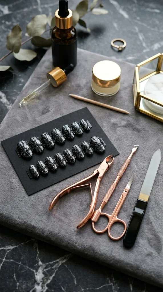 8. Black Glitter Press-On Nails.webp