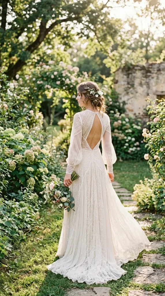 8. Boho Lace Open Back Modest Dress.webp