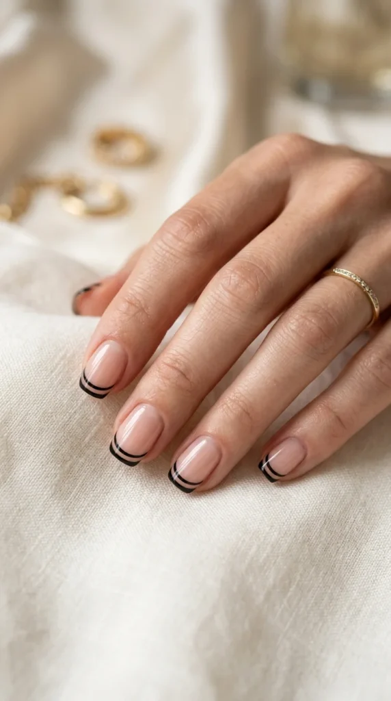 8. Double Line Black French Tips.webp