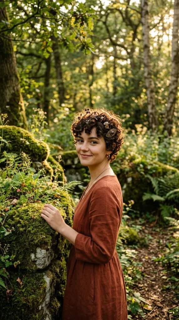 10. Short Curly Witch Pixie with Floral Clips.webp