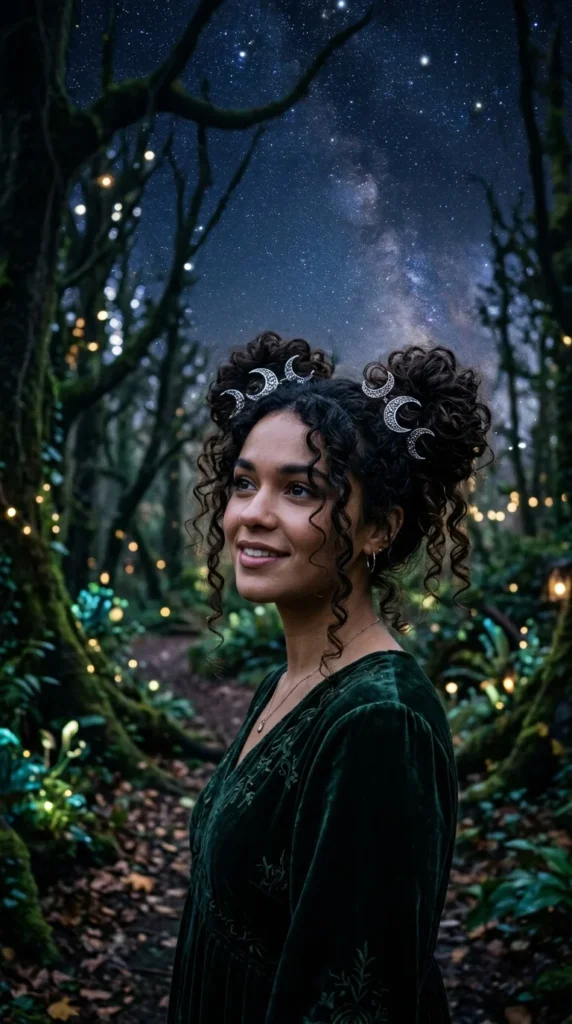 11. Curly Twin Buns with Moon Hair Clips.webp