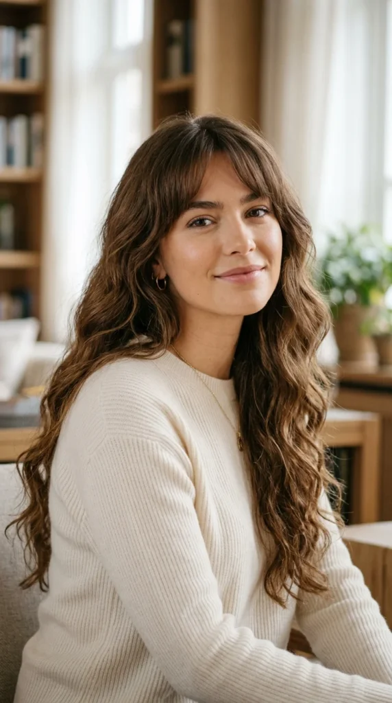 17. Long Layers with Brow-Skimming Bangs.webp