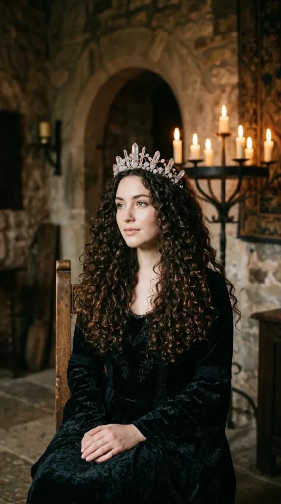 18. Gothic Curly Hair with Crystal Crown.webp